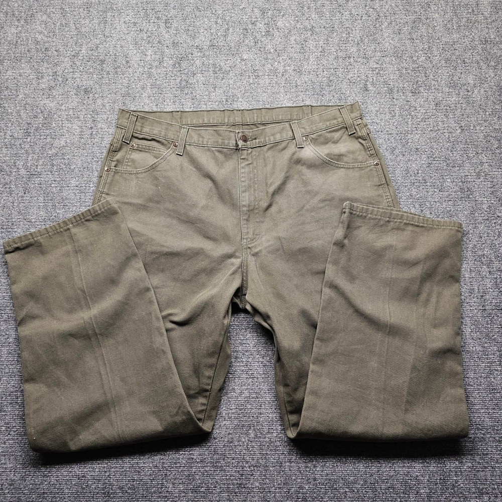 Dickies Mens Relaxed Fit Carpenter Pants Olive Green Duck Canvas 40x32 1939RMS